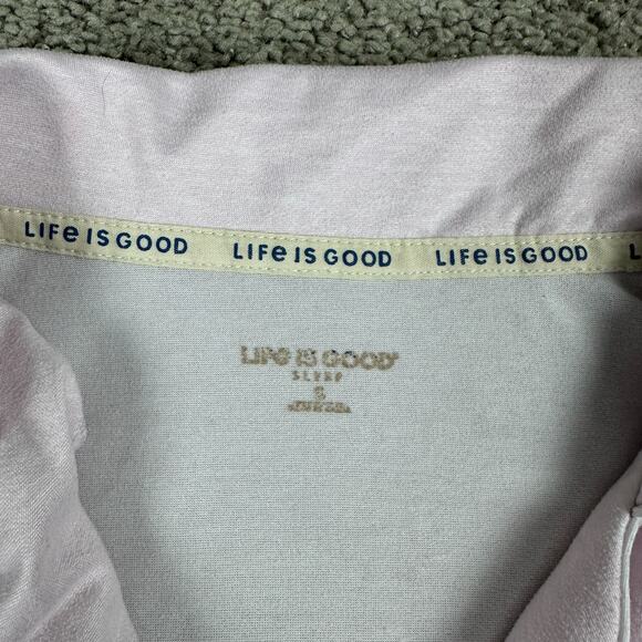 Life Is Good Top Womens S Pink Sleep Shirt Flower Pots Button Front Pajamas READ - Picture 4 of 11